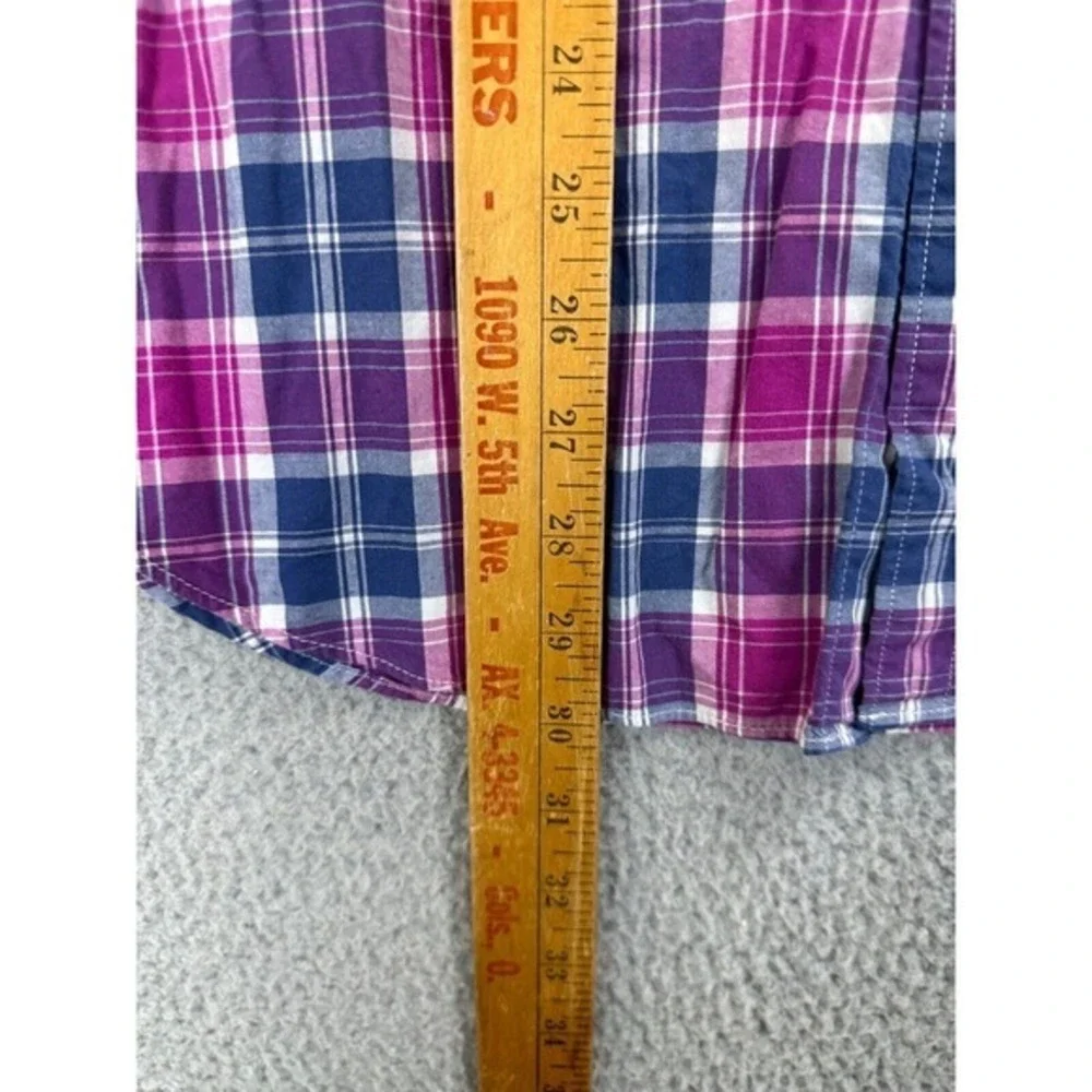 J Crew Shirt Adult Medium Purple Blue Plaid Woven Button Down Long Sleeve Mens